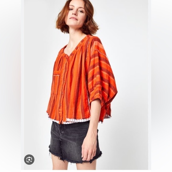 FREE People Libson Yarn Dye Button Up Top. Size L. P/A2274 - Picture 1 of 9